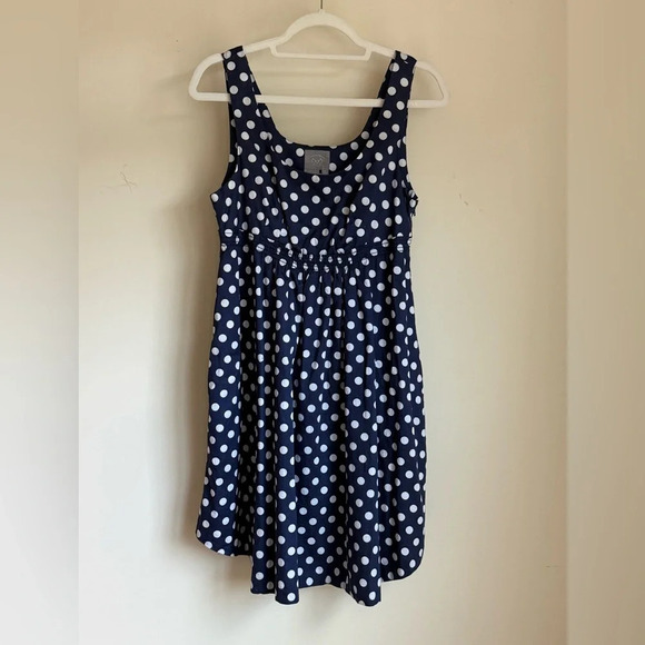 Anthropologie Vanessa Virginia Navy Blue And White Polka Dot Dress - Size 10 - Picture 12 of 12